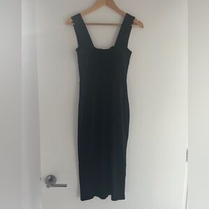 Reformation Black Square-Neck Midi Dress with Wide Straps